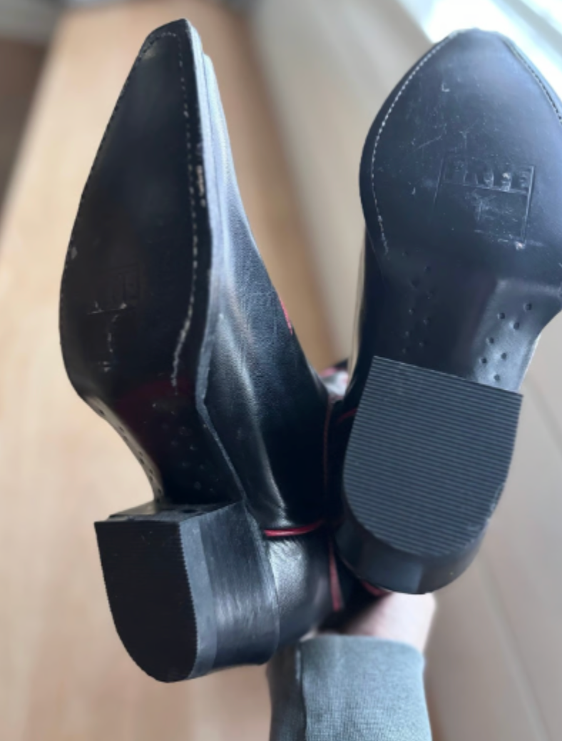 Frye Boots Daisy Duke Black Red Western Cowboy Studded Leather Women’s 7.5